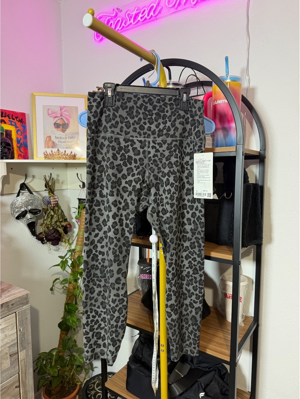 RARE Lululemon Align High-Rise Crop 23" Leggings Gray Leopard Print, Size 10